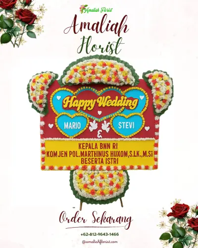 Karangan Papan Bunga Pernikahan gelgel